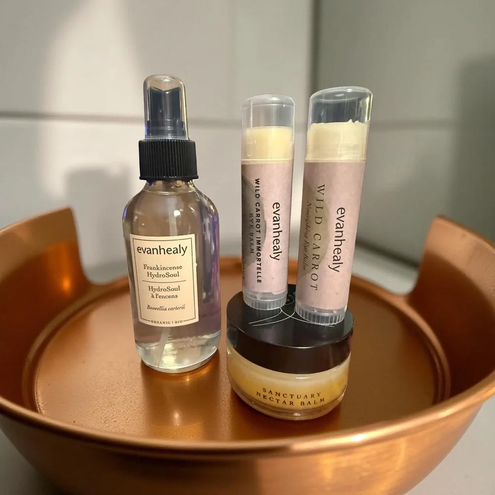 Evanhealy NWOB Skincare Set Frankincense Hydrosoul Nectar Balm Carrot Eye Balms - Picture 1 of 6